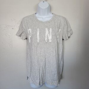Pink VS Victoria's Secret XS Grey Short Sleeve T-shirt White Marble Logo Soft